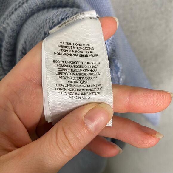 Polo Ralph Lauren womens linen knit blue sweater crewneck pullover side slit XL - Picture 6 of 7